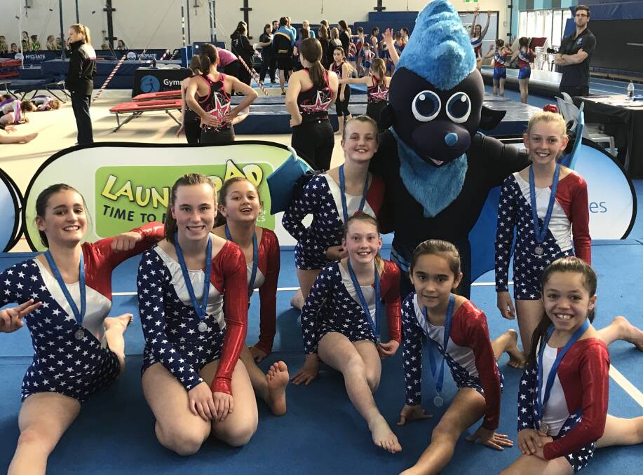 FIRST TIME: Goulburn PCYC Team Gym Novice competitors were very proud of their silver medal performance at the Country Championships. Photo: PCYC Goulburn.