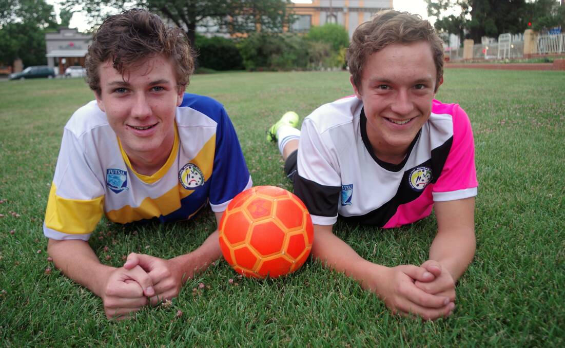 NATIONAL REPRESENTATIVES: Mitchell Jones and Rhys Flissinger are thrilled at their selection for the National Youth Futsal Team that will play in Spain later this year. Photo: Darryl Fernance