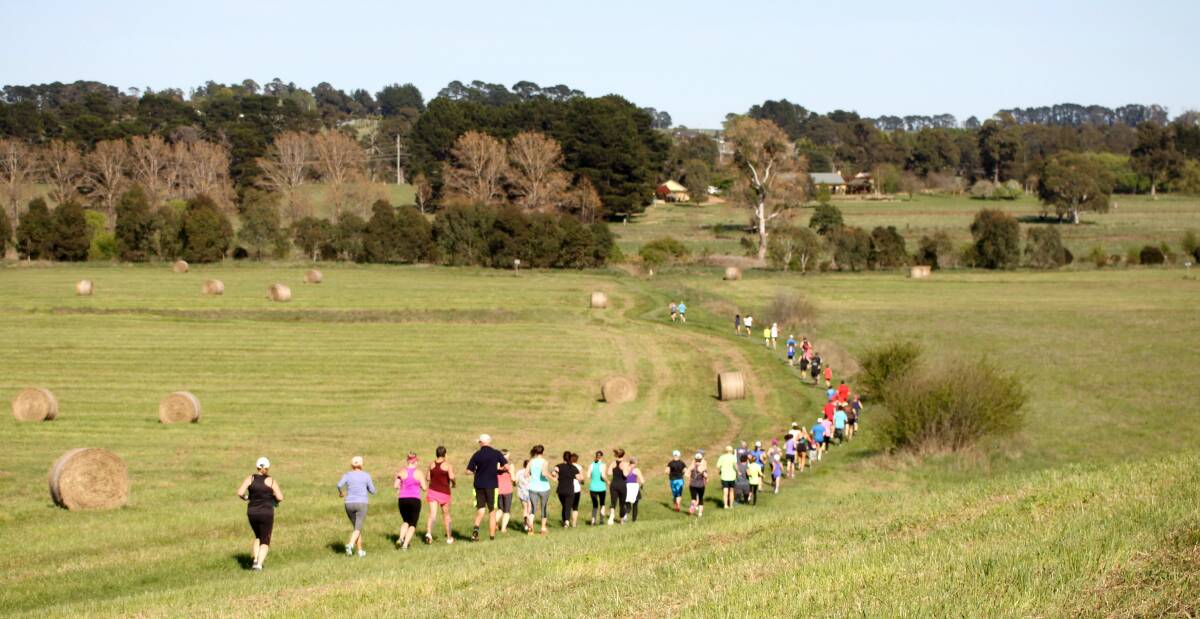 ROBERTS IN LEAD: Goulburn's Cameron Roberts leads the participants on a Bowral parkrun. Photo: supplied.