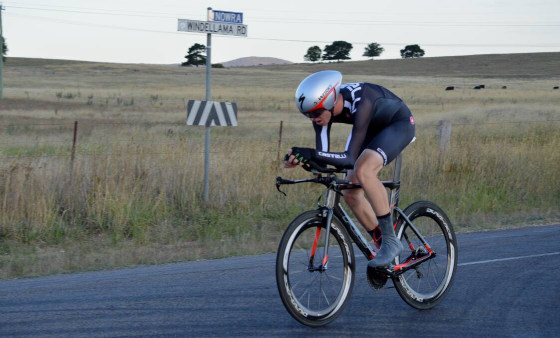 PUSHING FOR HOME: Jacob Emmerton nears the finish of the ITT Industries Individual Time Trial. Photo: David Carmichael