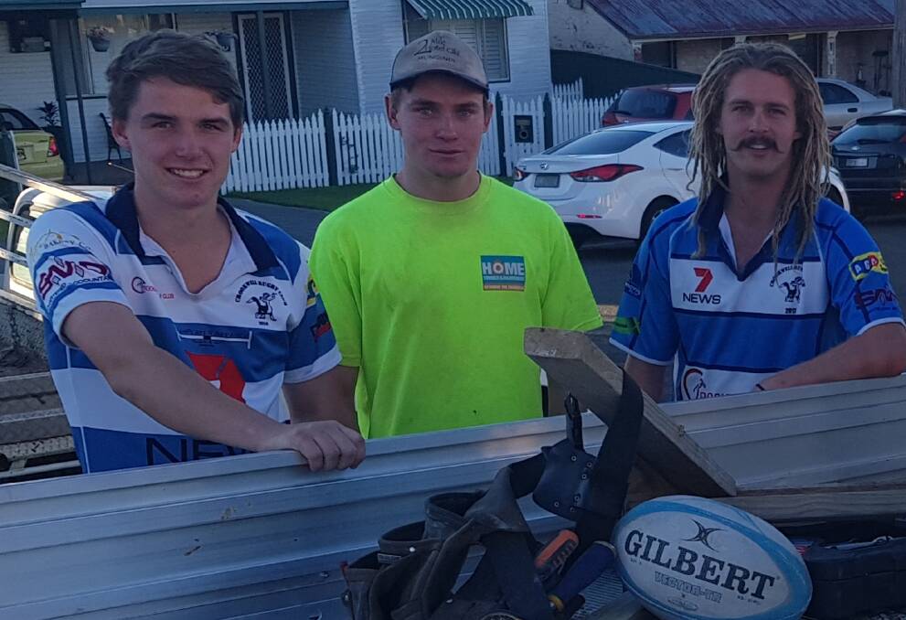 TEAM HELP: William Croker a plumber with Mick Seaman Plumbing, James Croker a builder with Shane Elliott, and Logan Boyd a builder with Integrated Building Group will  help the Savusavu community in Fiji. Photo: Damian Croker 