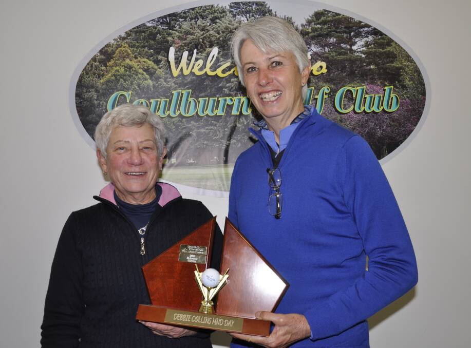 Pam Sassella and Pauline Jeffery took out the Debbie Collins MND golf day tournament. Photo: Louise Thrower.