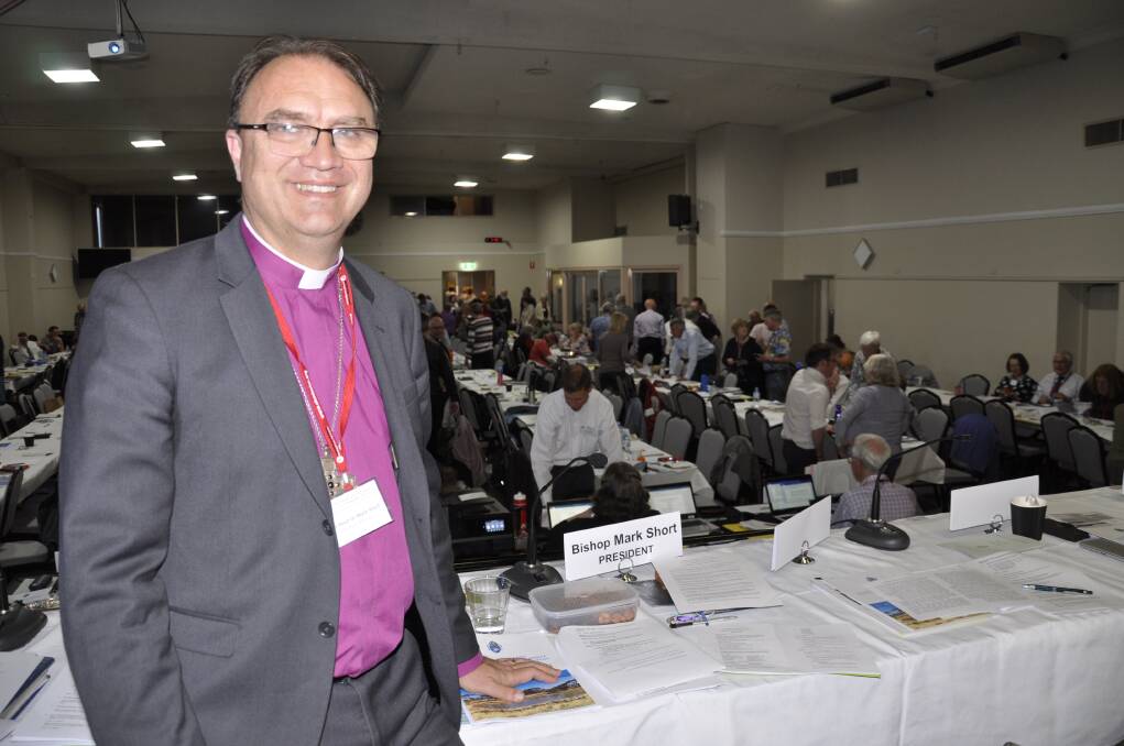 Meeting of minds: Anglican Bishop of Canberra/Goulburn, The Right Reverend Dr Mark Short at the Diocesan Synod which kicked off at the Workers Club on Friday. Photo: Louise Thrower. 