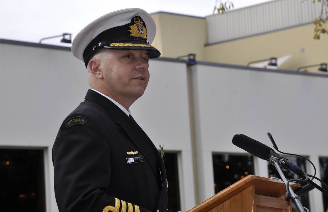 Captain Matthew Ritchie RAN delivered the main address. Photo: Louise Thrower.