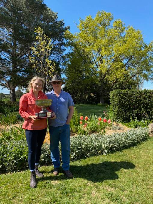 Georgina and Ian Chambers were thrilled to take out the best overall garden trophy in the Lilac festival competition. They also won best country garden. Photo supplied.