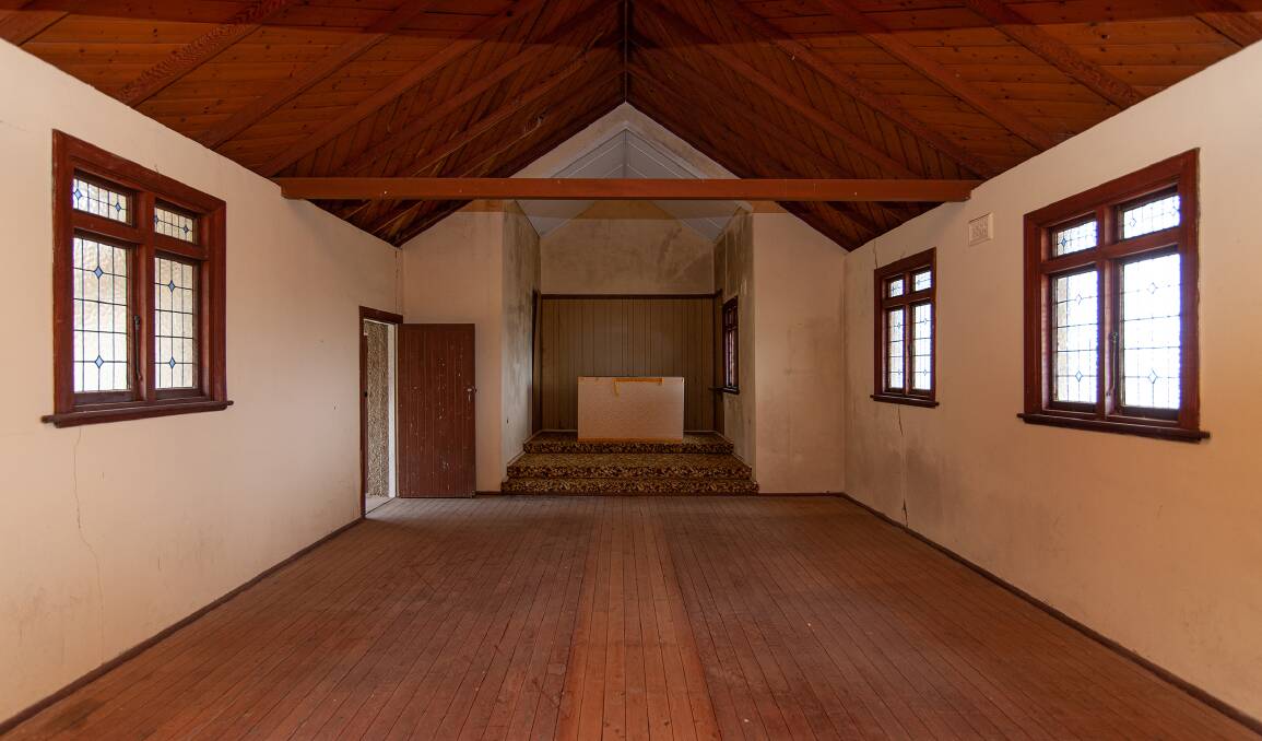 The interior of the church features Kauri pine timber and a vaulted-raked ceiling. Photo supplied.