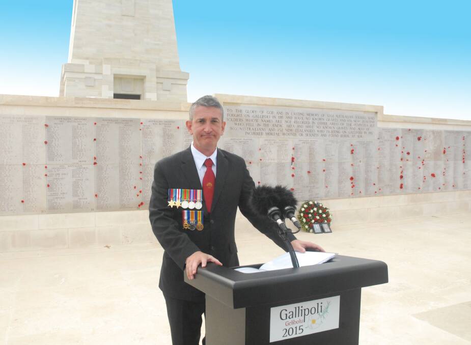 Warren Brown was MC at Lone Pine cemetery commemorations on the former Gallipoli Peninsular in 2015. Picture supplied.