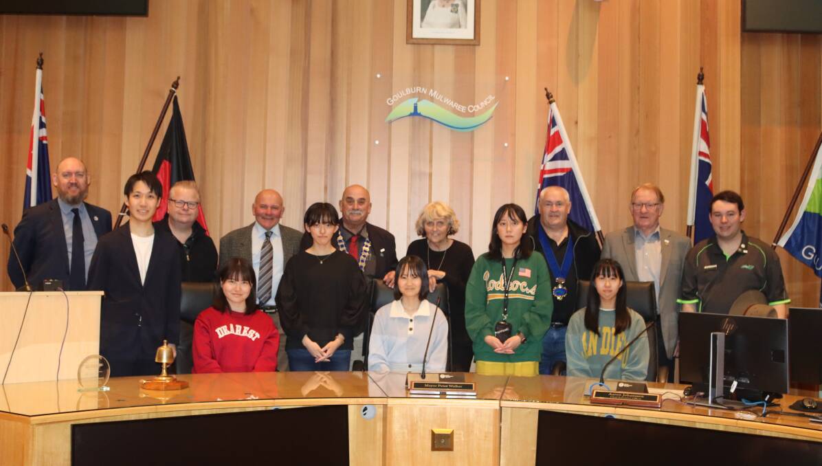 Mayor Peter Walker and councillors welcomed five exchange students from Goulburn's sister-city, Shibetsu, at an afternoon tea on Friday. Picture supplied.