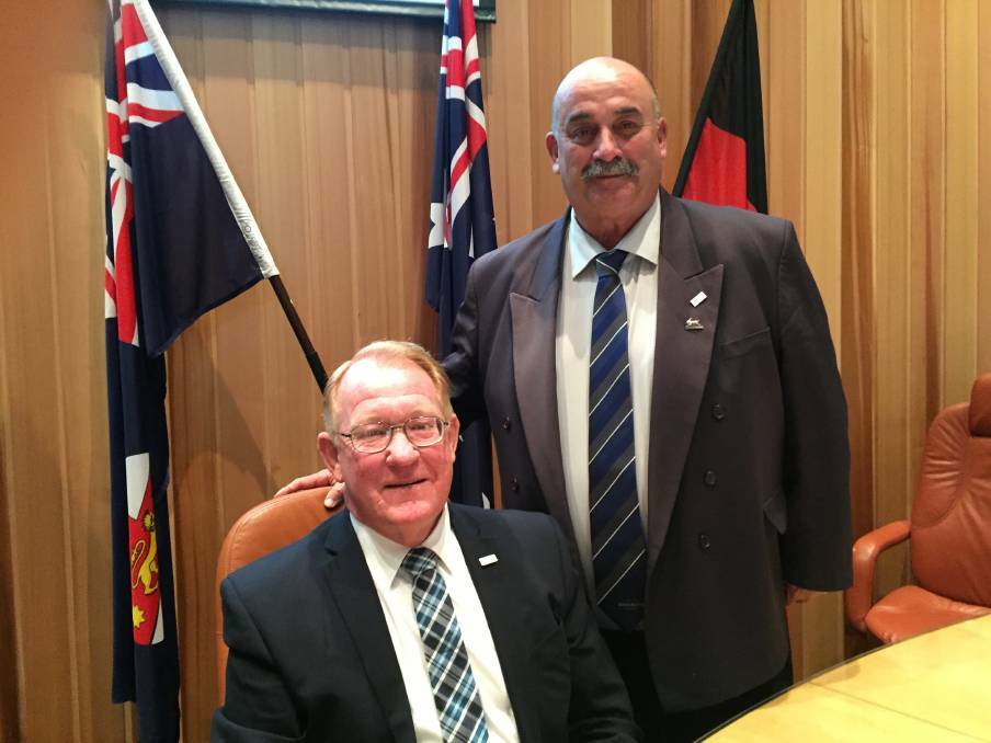 Mayor Bob Kirk and Deputy Mayor Peter Walker following their re-election to the top jobs in 2018. Both will recontest the 2020 general council election. Photo: Louise Thrower.