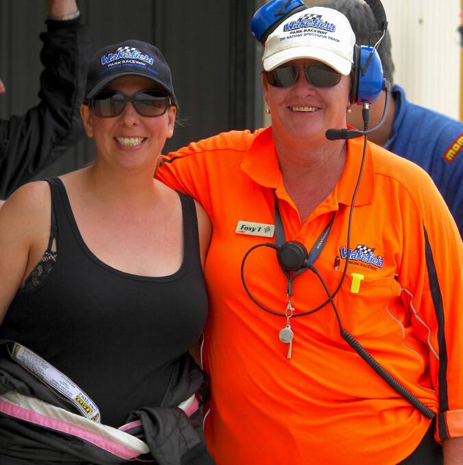 Save Wakefield Park organiser, Jess Nicholson, and chief marshal Kate Eppelstun at the circuit recently. Picture supplied.