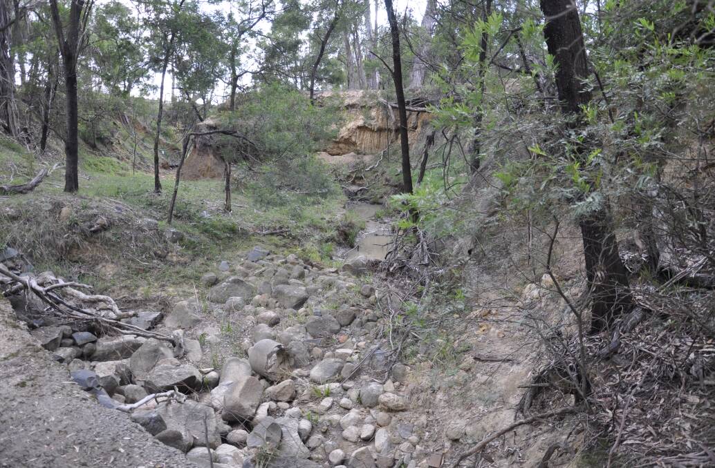Erosion in Woodward Creek near Mr Andrews' Bungonia property. Part of the creek also  falls under Crown Lands control.