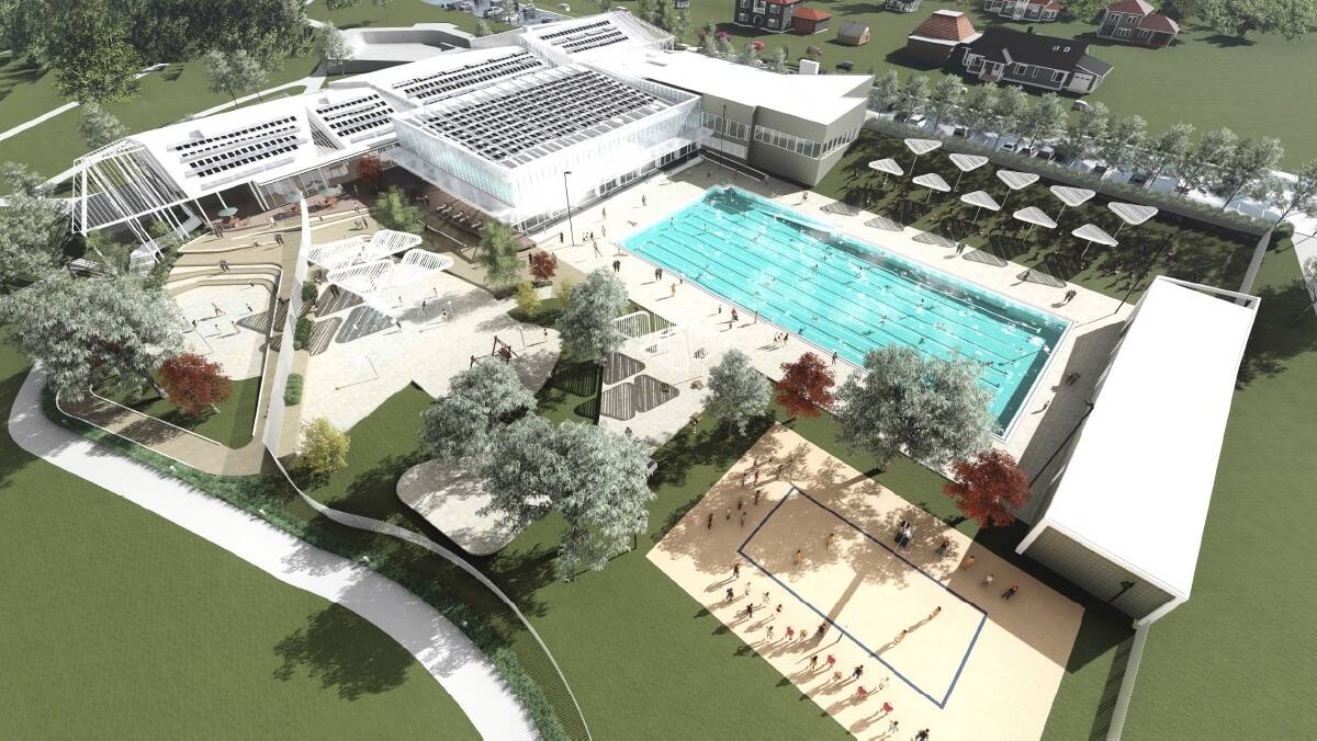 TAKING A DIP: An artist's impression of the $49 million plan to redevelop the Goulburn Aquatic Centre. The first stage encompasses mainly indoor pools, while replacement of the outdoor facility will come later. Image supplied.