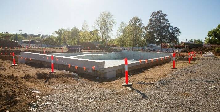 The concrete pour for the Crookwell multipurpose aquatic and activities centre has been completed. The liner will soon be installed. Photo supplied.