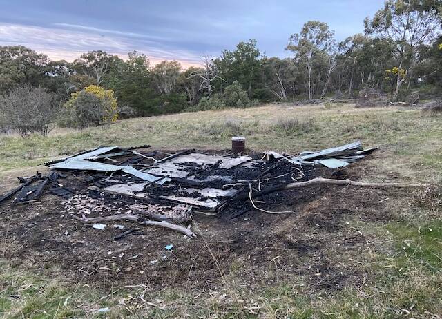DISHEARTENING: The hard work of volunteers was destroyed when unknown persons set fire to a shelter they built in 2018, Photo supplied.
