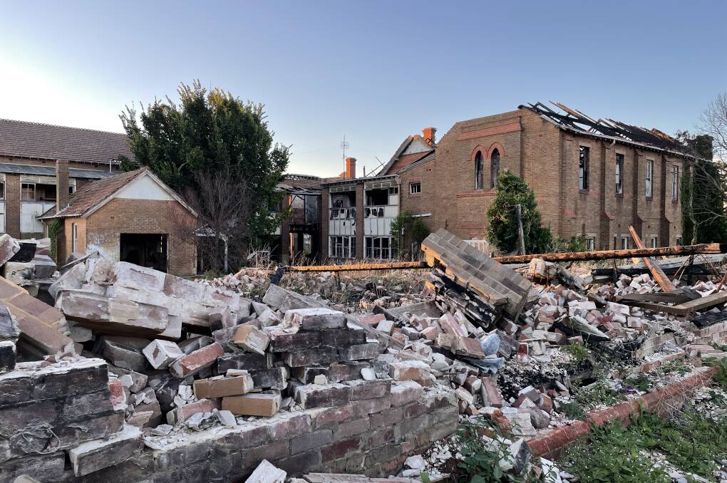 RUBBLE: While "some work" on demolition of outer buildings has occurred, the council said the compliance period for the work had passed. It is exploring legal options. Photo: Louise Thrower.