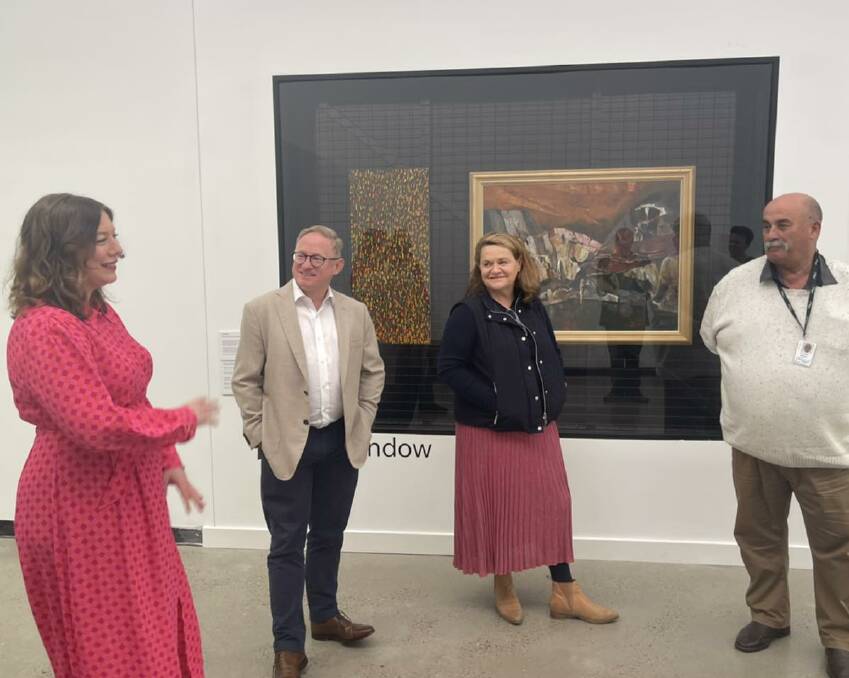 Goulburn Art Gallery director Yvette Dal Pozzo, Arts minister, Ben Franklin, Goulburn MP Wendy Tuckerman and Mayor Peter Walker pictured in October during Mr Franklin's visit. Picture supplied.