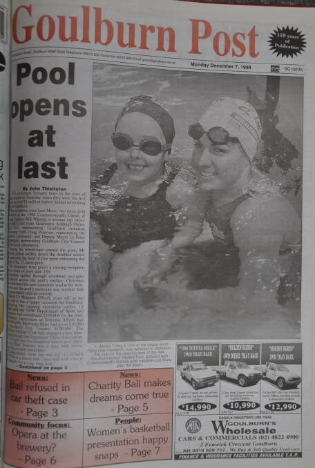 John Thistleton and the newspaper campaigned for the indoor heated pool. He wrote the front page story after it opened on December 5, 1998.