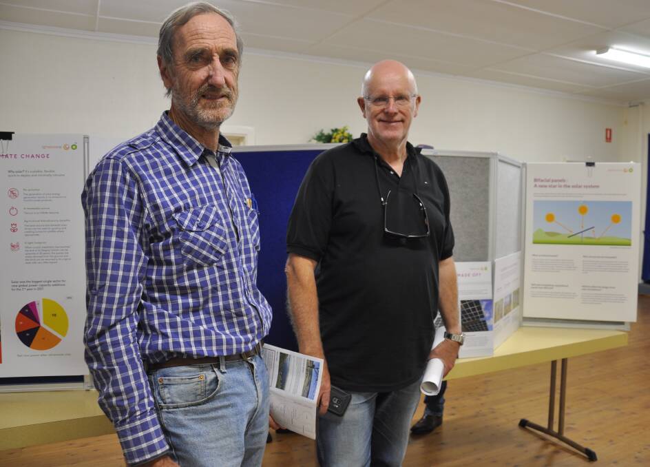 The Goulburn Group's vice-president Milke Steketee and president, Urs Walterlin, at a recent information session hosted by Lightsource BP in Goulburn. Picture by Louise Thrower.