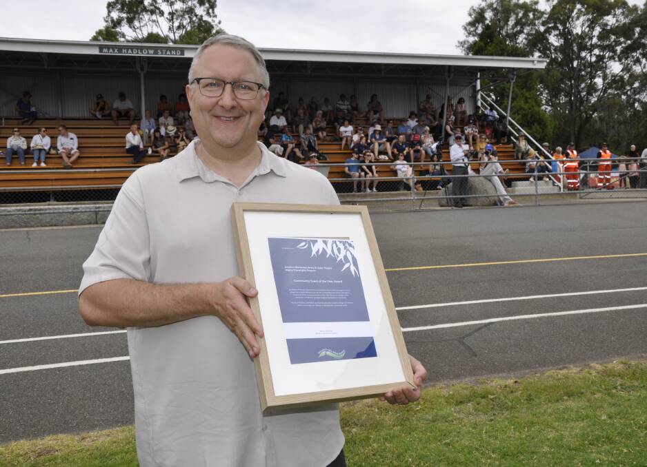 WORTHWHILE: Mighty Playwrights project director Greg Angus was proud to accept Goulburn's Australia Day award for Event of the Year. Photo: Louise Thrower.