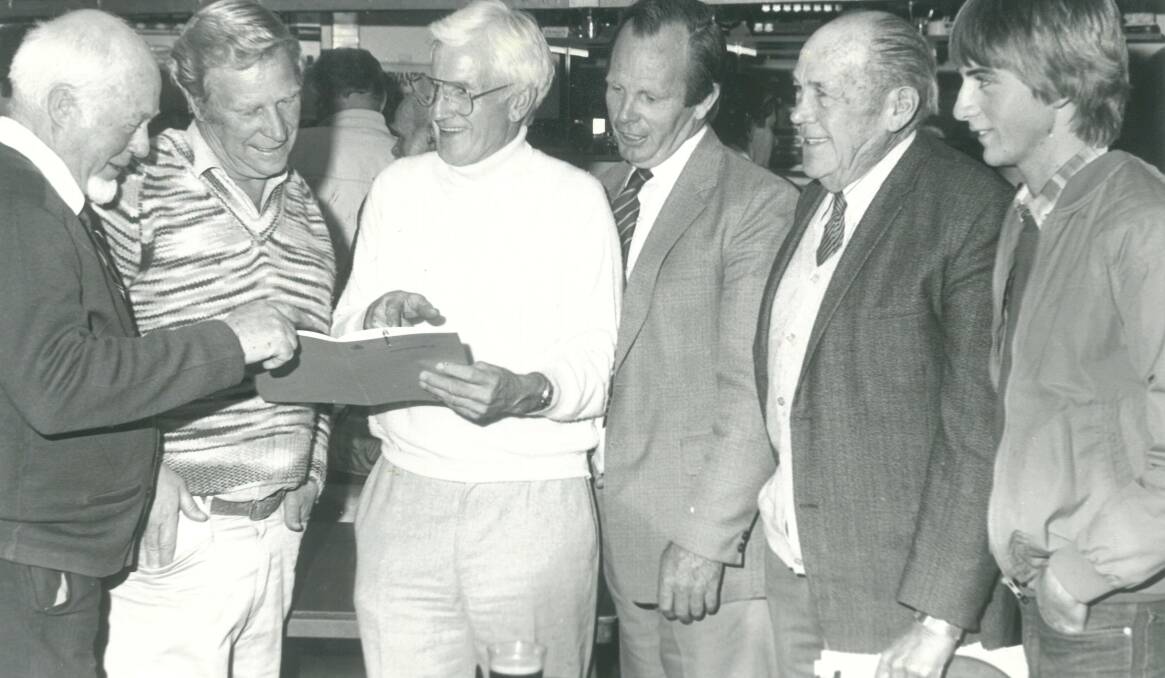 NEGOTIATOR: Laurie Sadlier (third left) was regarded as a great advocate for the former Mulwaree Shire Council of which he was president. In this 1987 photo he's pictured at a Taralga ratepayers meeting with Tom Jones of Towrang, the late Bernard Quigley, Mulwaree Shire councillor Terry Hayes, Ron Sarina (Taralga) and Chris Groves (Middle Arm). Photo: Goulburn Post.