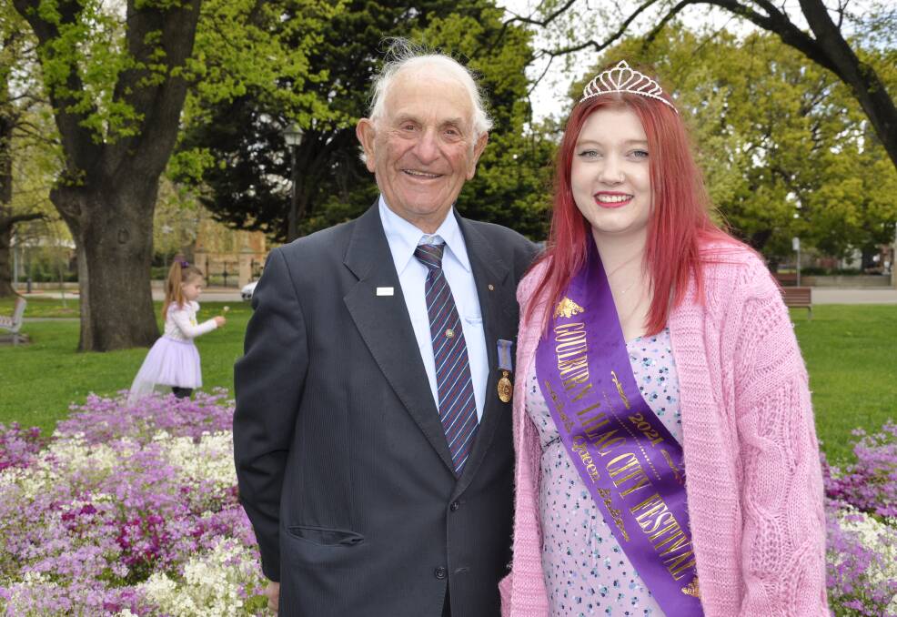 The 2021 Lilac Queen Brittany Bryant with longtime festival patron, Tony Lamarra. Photo: Louise Thrower. 
