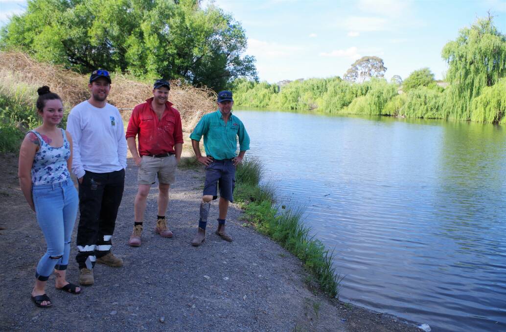 Hopeful: Members of the Goulburn Barefoot Waterski Club Analise Elliott, Mitch Cook, Scott Butz and Sam Bell at the potential boat ramp site on Copford Reach where they hope their sport will be permitted soon. Photo: Darryl Fernance.