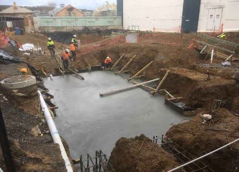 One of the four concrete pours for the performing arts centre took place late last month. Photo supplied.