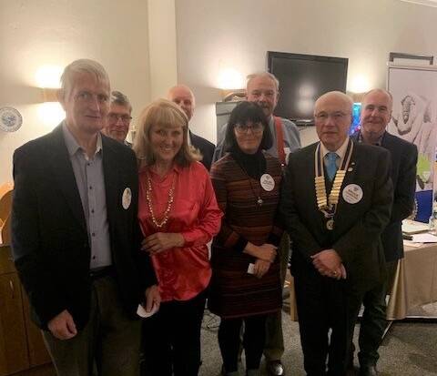 Goulburn Rotary president-elect Bruce Hammond (front right) and outgoing president Justin Kell (rear right) with the new board at the recent Changeover Dinner. Photo supplied.