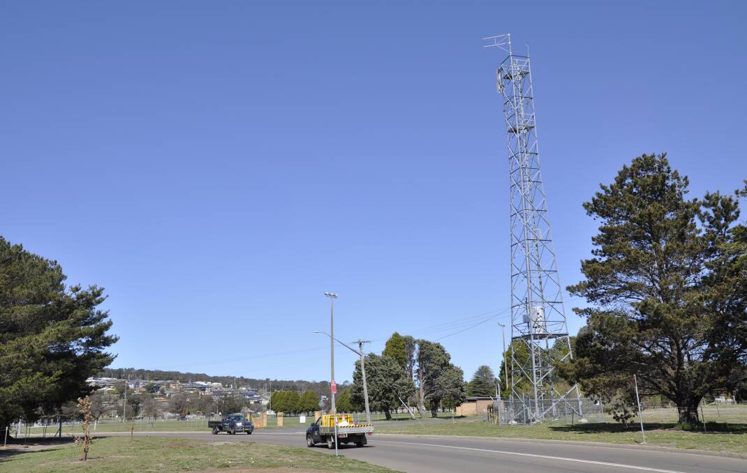 The Eastgrove transmission tower on Park Road, Goulburn requires repair to enable residents in that suburb to receive ABC and SBS. Photo: Louise Thrower. 