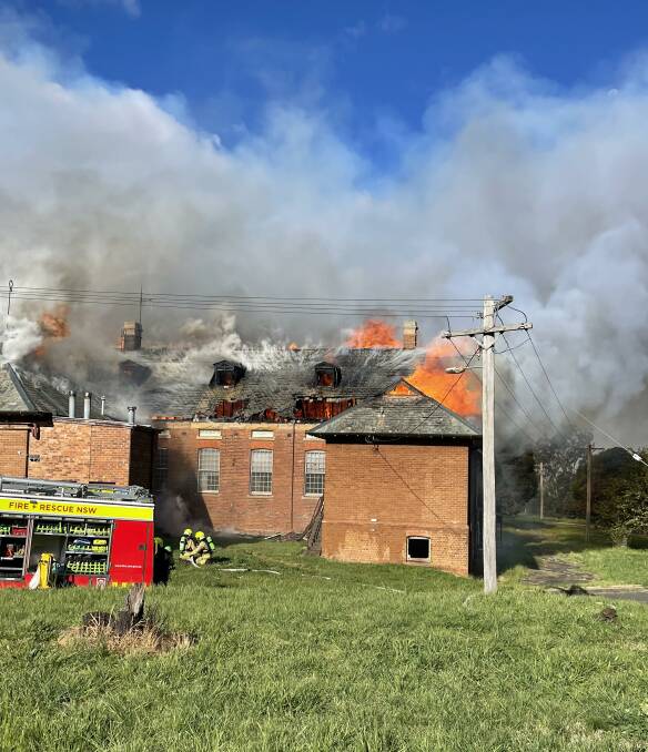 The fire was believed to have started in the roof section. NSW Fire and Rescue snapped this photograph shortly after their arrival at 4.45pm on Saturday.