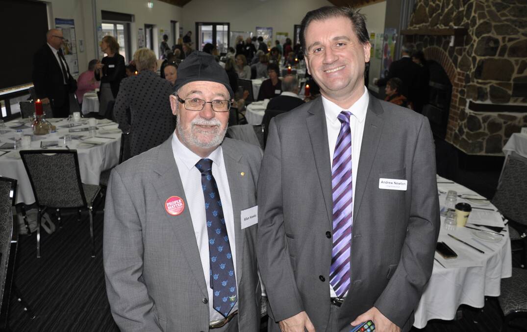 POPPING IN: Southern NSW Local Health District chairman Dr Allan Hawke and CEO Andrew Newton were in Goulburn on Wednesday for health awards.