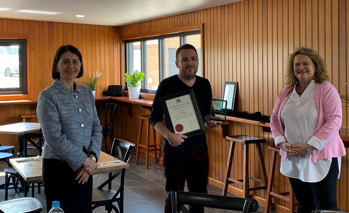 GIVER: Gavin Douglas is a member of the Gunning District Association, an RFS volunteer and is involved in several community groups. Premier Gladys Berejiklian and Goulburn MP Wendy Tuckerman presented him with a Community Service award.