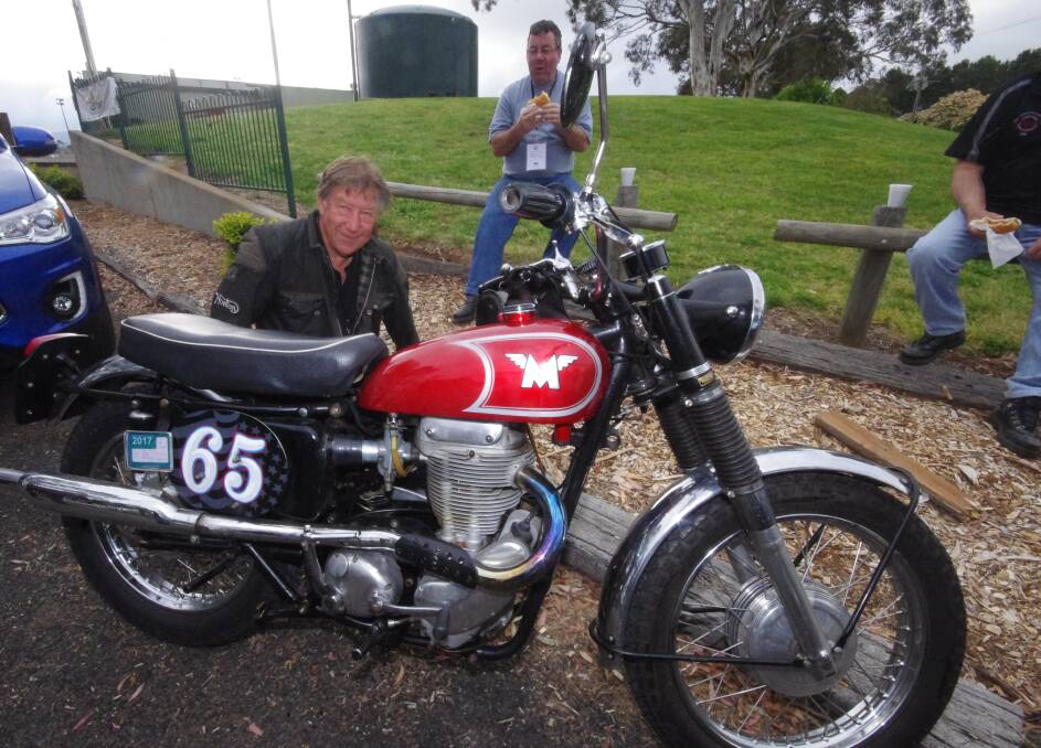 Wayne Adams in 2016 with his 1965 Matchless motorcycle which he had restored. Photo: Darryl Fernance. 