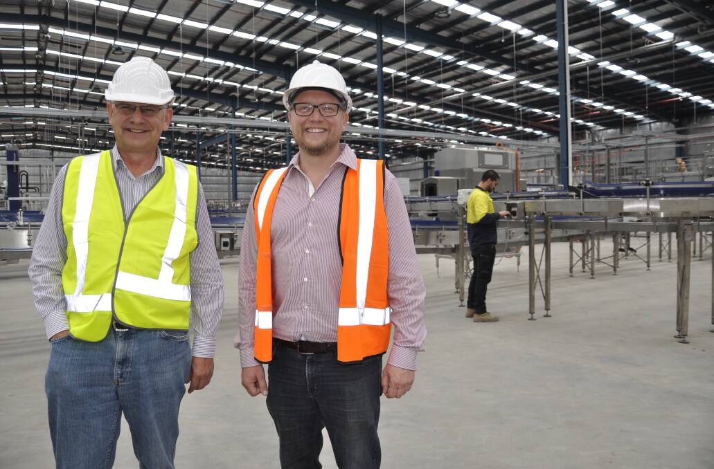 BIG JOB: Project manager for Tribe Brewery, Joerris Noll, pictured with consultant Geoff Kettle in November was guest speaker at Goulburn Connect's meeting. Photo: Louise Thrower.