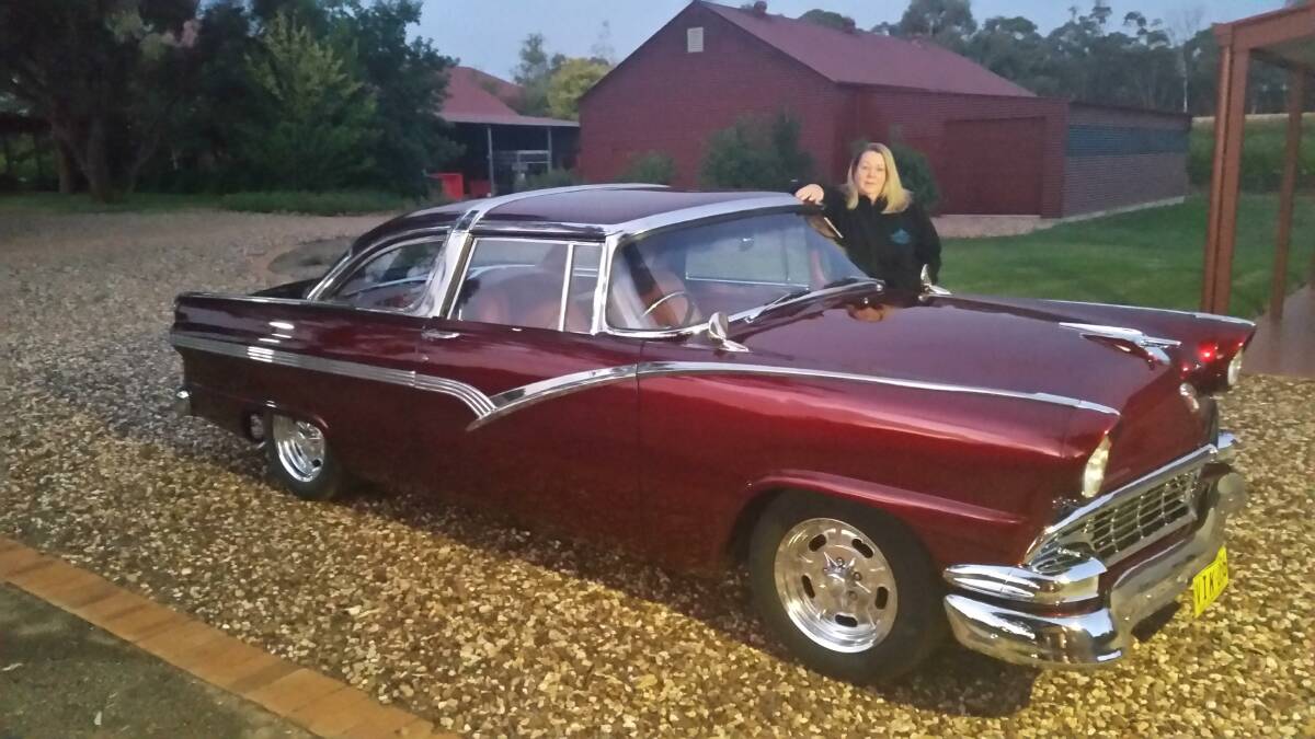 Vicki Munday and her husband built this 1956 'custom class' Ford Crown Victoria up from 'a shell' over seven years, including changing it to a right-hand drive. Photo supplied.