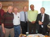 Dr Warwick Renton (right) was a much-loved and respected Goulburn physician for some 35 years. He's picture with colleagues at the Goulburn Medical Clinic at Dr Geoff Drake's retirement in 2015. Picture by Goulburn Post.  
