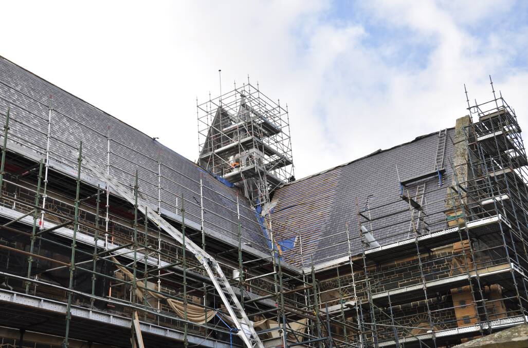 Welsh slate used as part of the faithful roof restoration on Sts Peter and Paul's Cathedral. Picture by Louise Thrower.