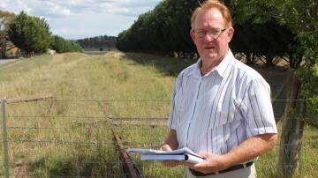 ADVOCATE: Cr Bob Kirk has been pursuing the Goulburn to Crookwell rail trail proposal since 2014/15 when this photo was taken. He's surprised by Upper Lachlan Shire Council's sudden opposition. Photo: David Cole.