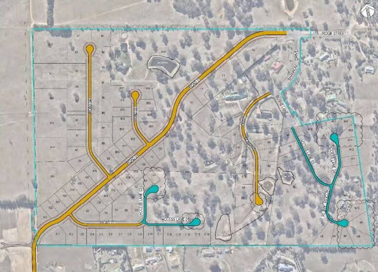 The proposed Pockley/Shannon Drive link, as depicted in 2021, is marked in yellow at the right of image. The road would connect up Ducks Lane, via Bonnett Drive, in the south and Mary Street to the north. Image sourced.