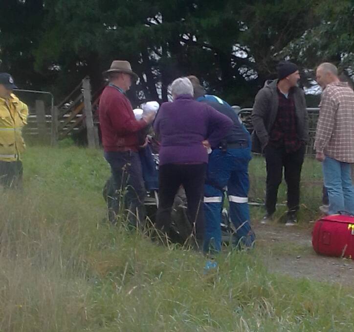 Emergency services, friends, family and the community rallied when John Corby had an accident on his farm earlier in the week. Photo supplied.