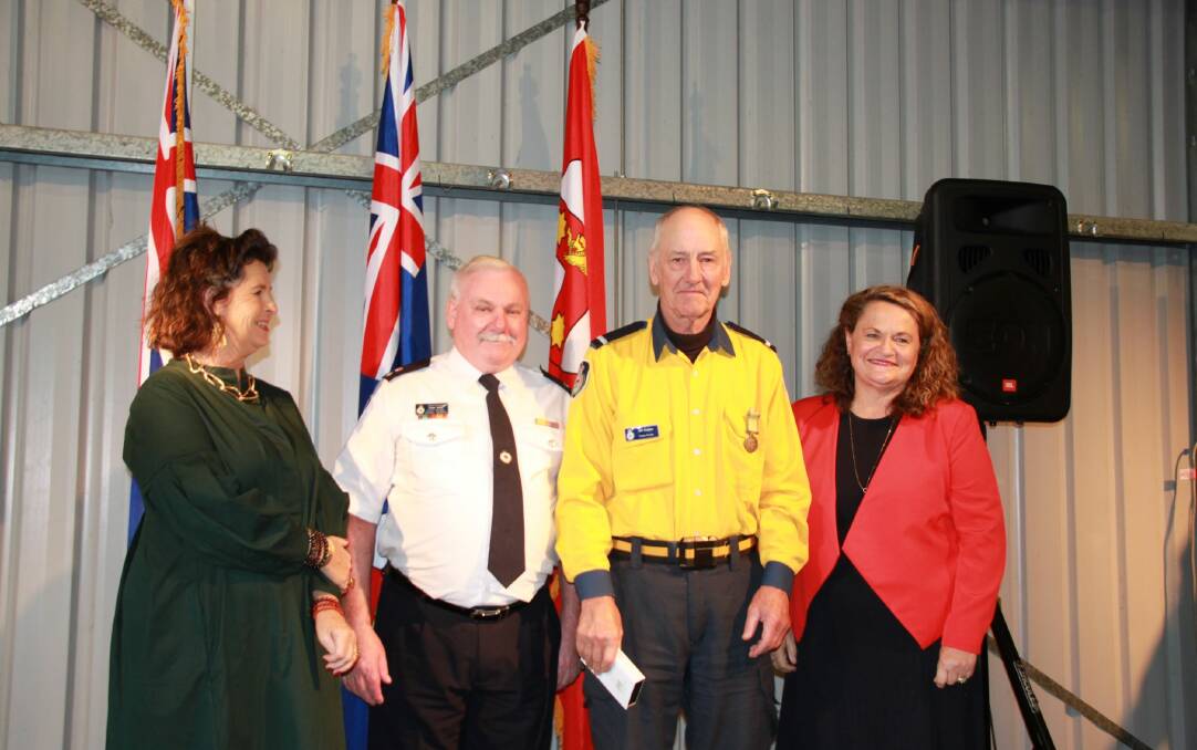 Jeff Chalker received his National Emergency Medal at the presentation which Upper Lachlan Shire Mayor Pam Kensit, Southern Tablelands zone manager Peter Alley and Goulburn MP Wendy Tuckerman attended.