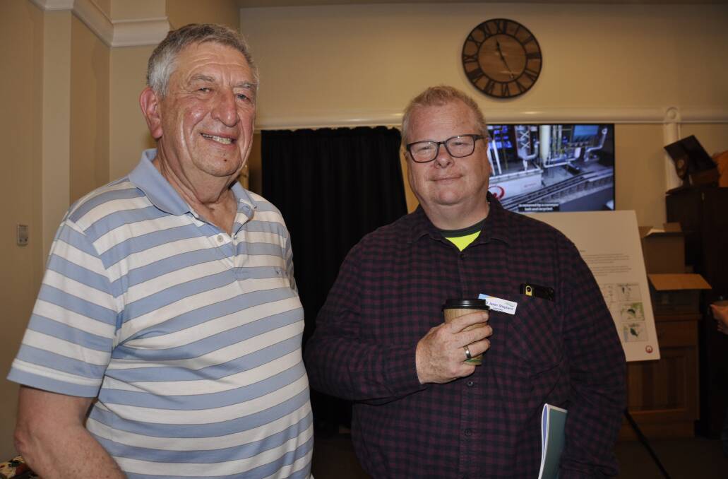 Community Voice for Hume convenor, Bob Philipson and Cr Jason Shepherd attended the Goulburn information session. Picture by Louise Thrower.