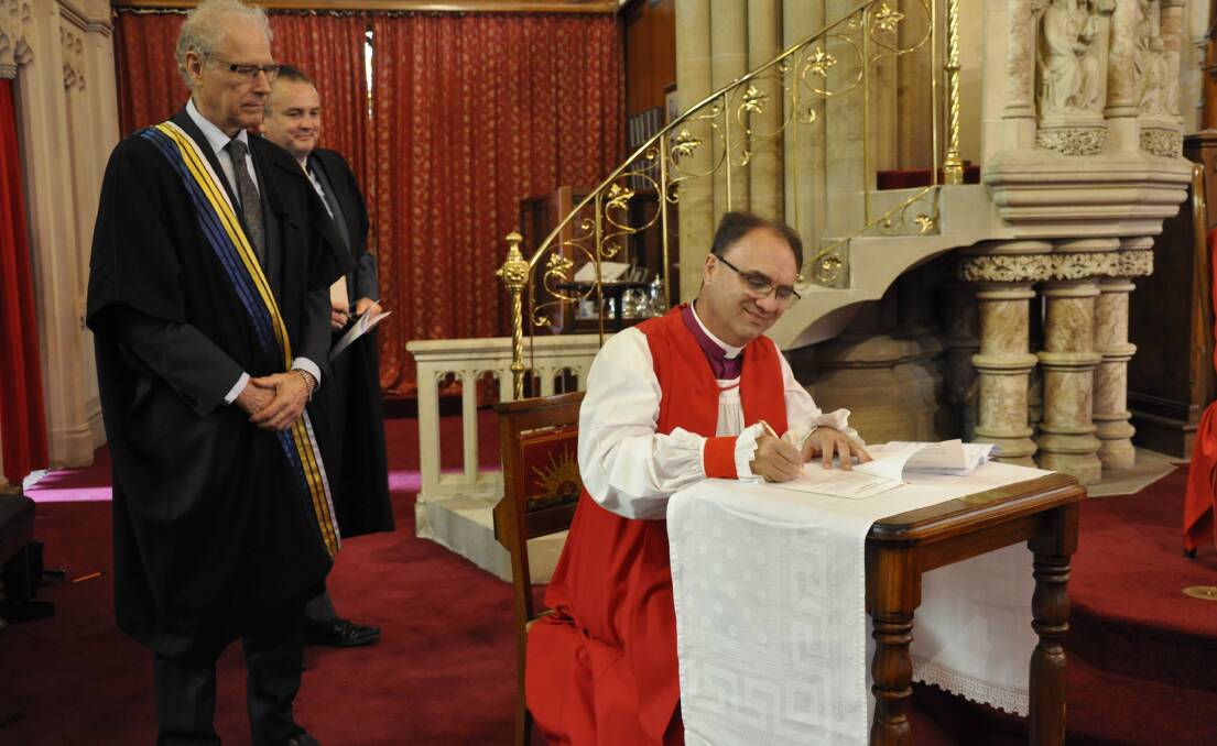 ADVOCATE: Anglican Bishop of Canberra/Goulburn The Right Reverend Dr Mark Short has called for thorough consultation on Jerrara Power's plans for the Bungonia area. He is pictured here at his installation in April, 2019. Photo: Louise Thrower.