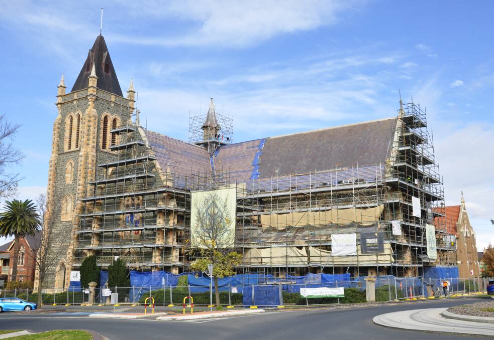 A $15 million restoration project on Sts Peter and Paul's Cathedral is underway. Photo: Louise Thrower.