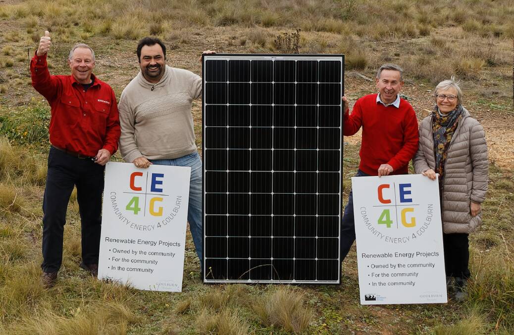 PROGRESS: Community Energy for Goulburn members Ed Suttle, Alex Ferrara, president Peter Fraser and Louise Bennetts at the site off Sydney Road where the solar farm is to be built. Photo supplied.