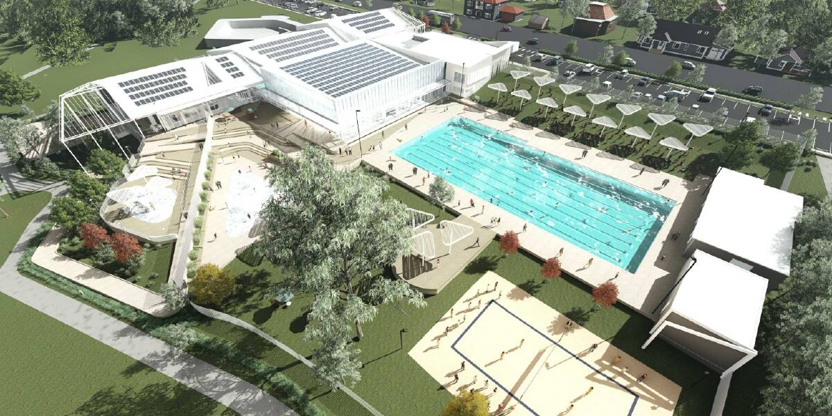 BIG PROJECT: An artist's impression of the redeveloped aquatic centre, encompassing two stages. Funding is still being sourced for stage two. Image supplied. 