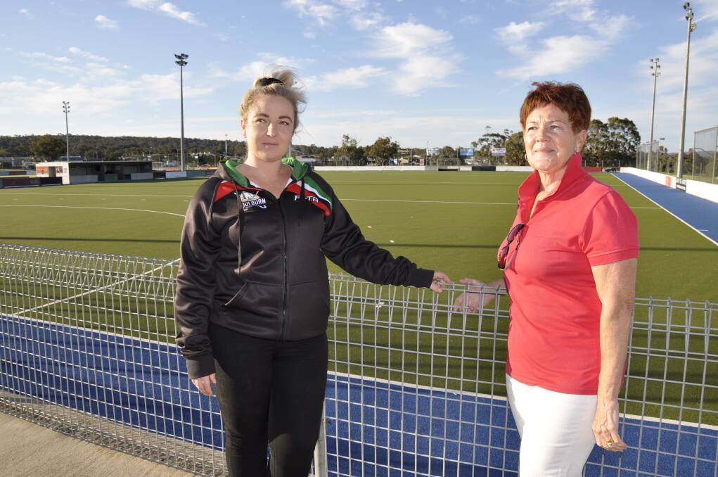 THE FUTURE: Goulburn Hockey Association president Nadine Ward and reps secretary Sharney Fleming argue it's more cost effective for the sport to remain at the Workers Arena. Photo: Louise Thrower.