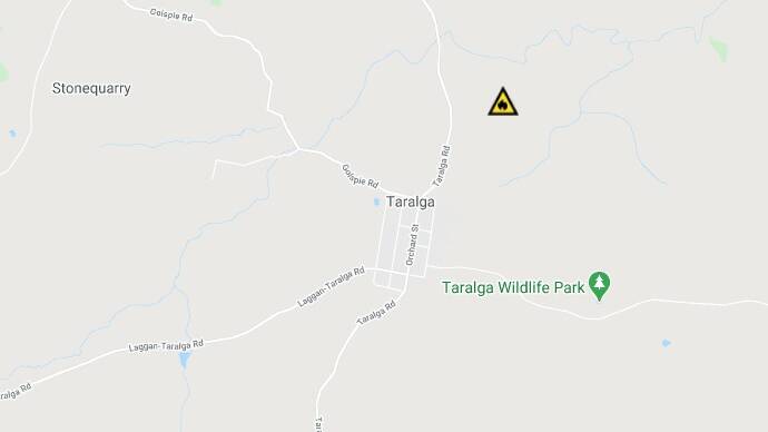 The fire was reported on Guineacor Road, north of Taralga at 4.30pm Tuesday. Photo: Google Maps. 