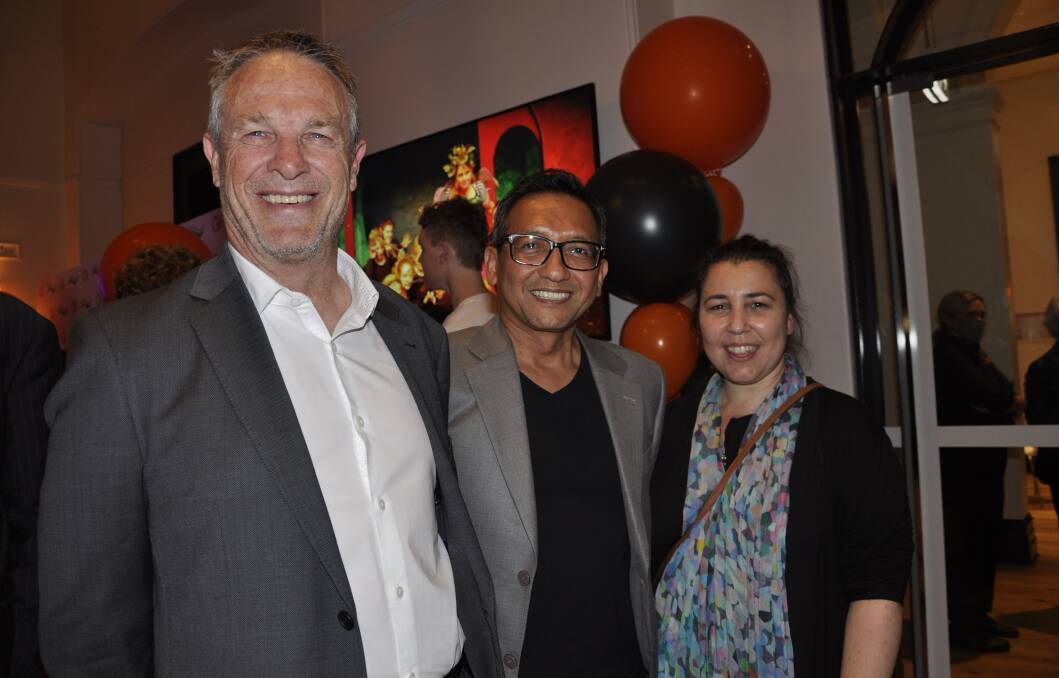 GREAT JOB: Brewster Hjorth director and CEO Ian Brewster and co-architects Rus Manaf and Maria Colella were proud of the finished Goulburn Performing Arts Centre. They were among guests at the official opening on Friday night. Photo: Louise Thrower.