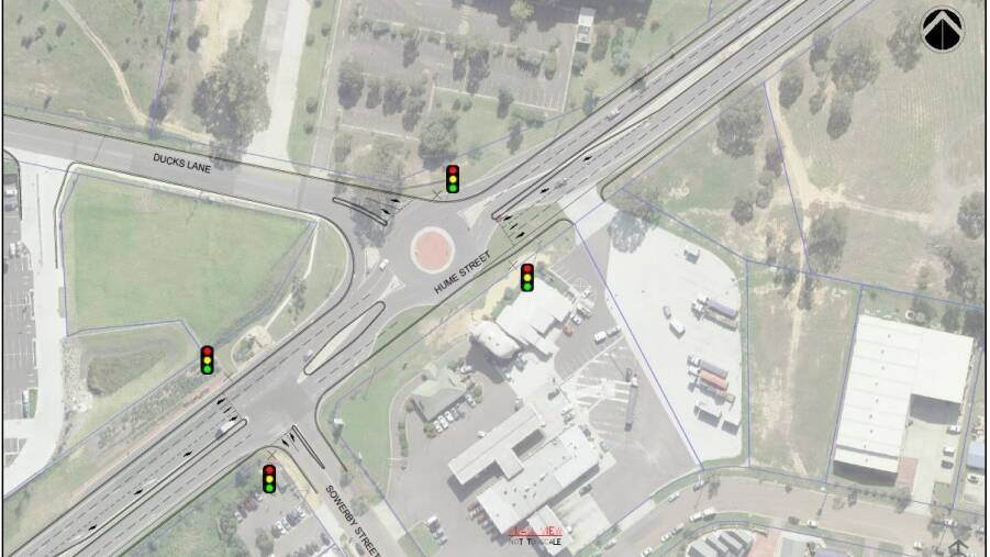 The council's concept plan to alleviate traffic pressures at the South Goulburn service centre area on Hume Street involves traffic light installation. It is subject to negotiations with the Roads and Maritime service.
